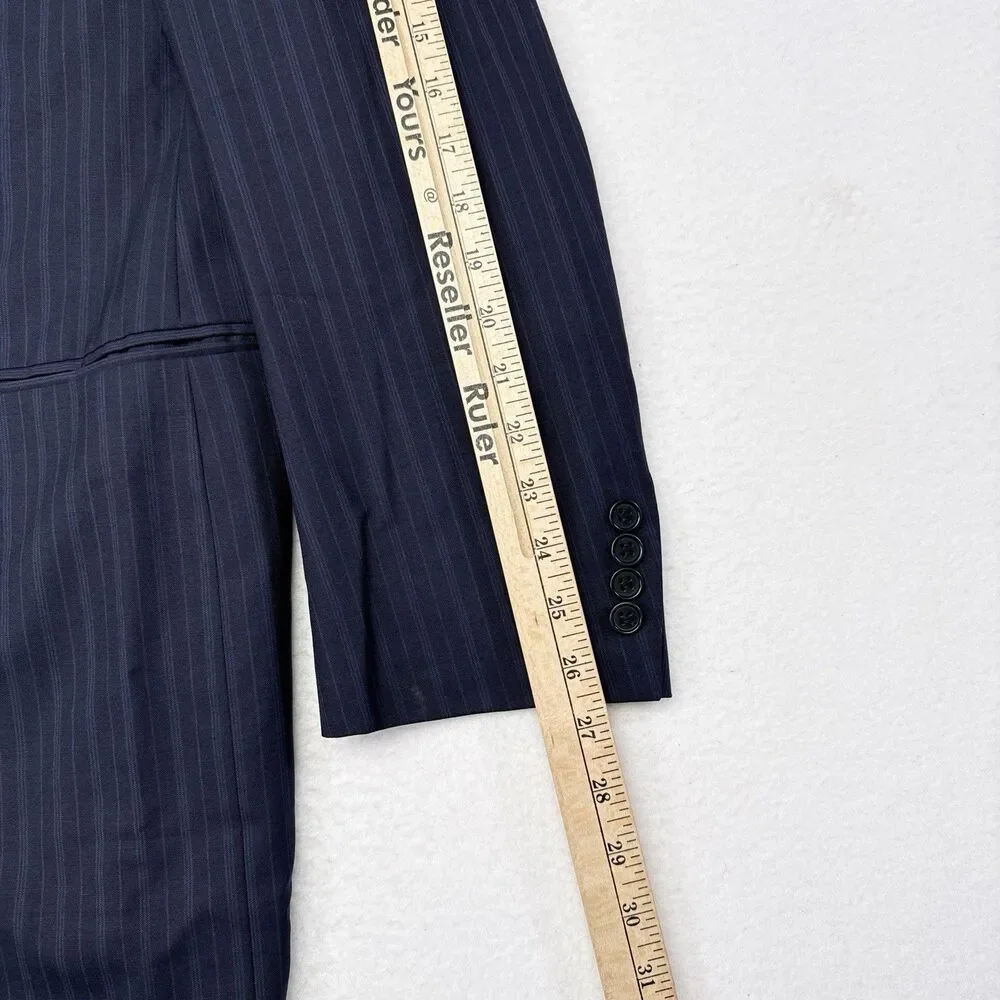 Canali Blazer Jacket Mens Size 42 R Navy Blue Wool Pinstripe‎ Made in Italy